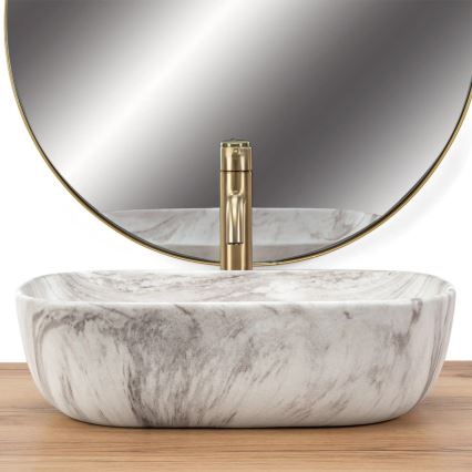 REA-U3324 - Tvättställ för bänkskiva BELINDA 33x46 cm keramik/grå/stensimitation