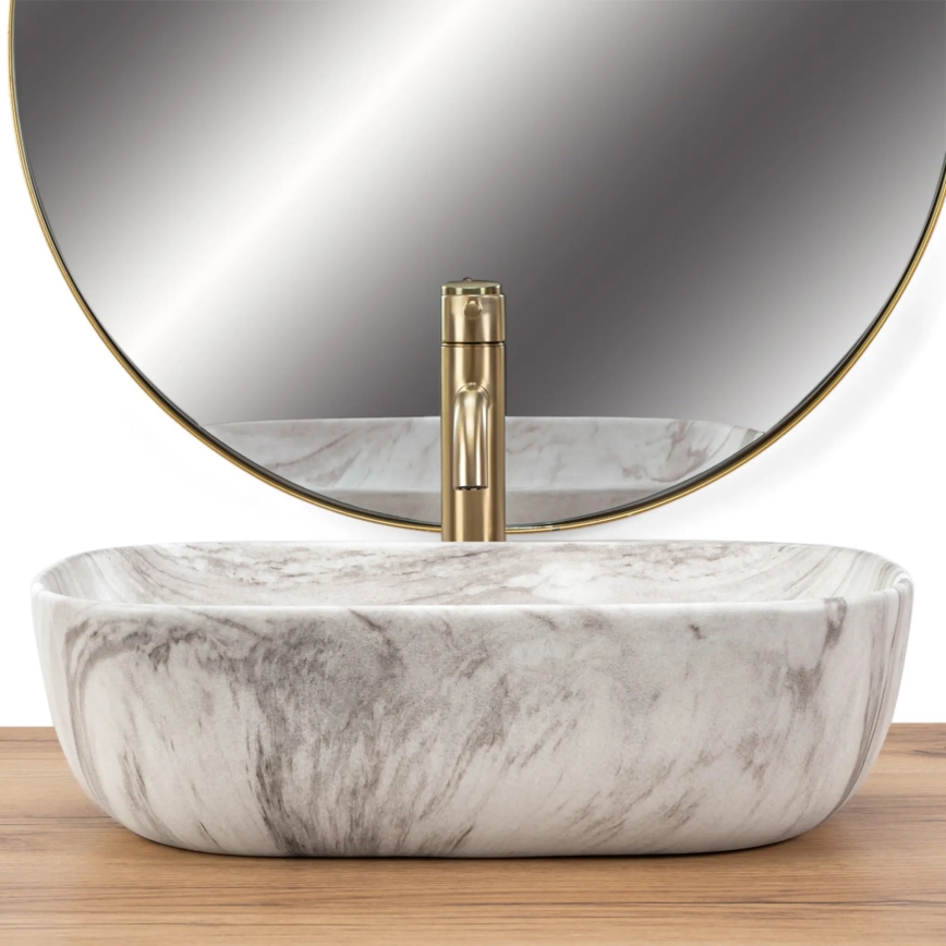 REA-U3324 - Tvättställ för bänkskiva BELINDA 33x46 cm keramik/grå/stensimitation