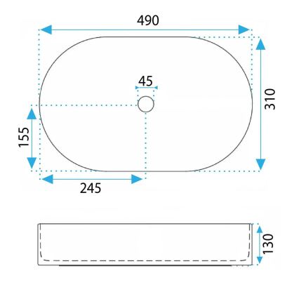 REA-U3535 - Tvättställ för bänkskiva VANDA 31x49 cm keramik/mörkblå