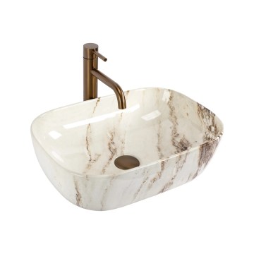 REA-U3601 - Tvättställ för bänkskiva BELINDA 33x46,5 cm keramik/beige/stensimitation