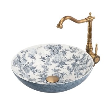 REA-U3608 - Tvättställ för bänkskiva JULIANA 40 cm keramik/vit/blå