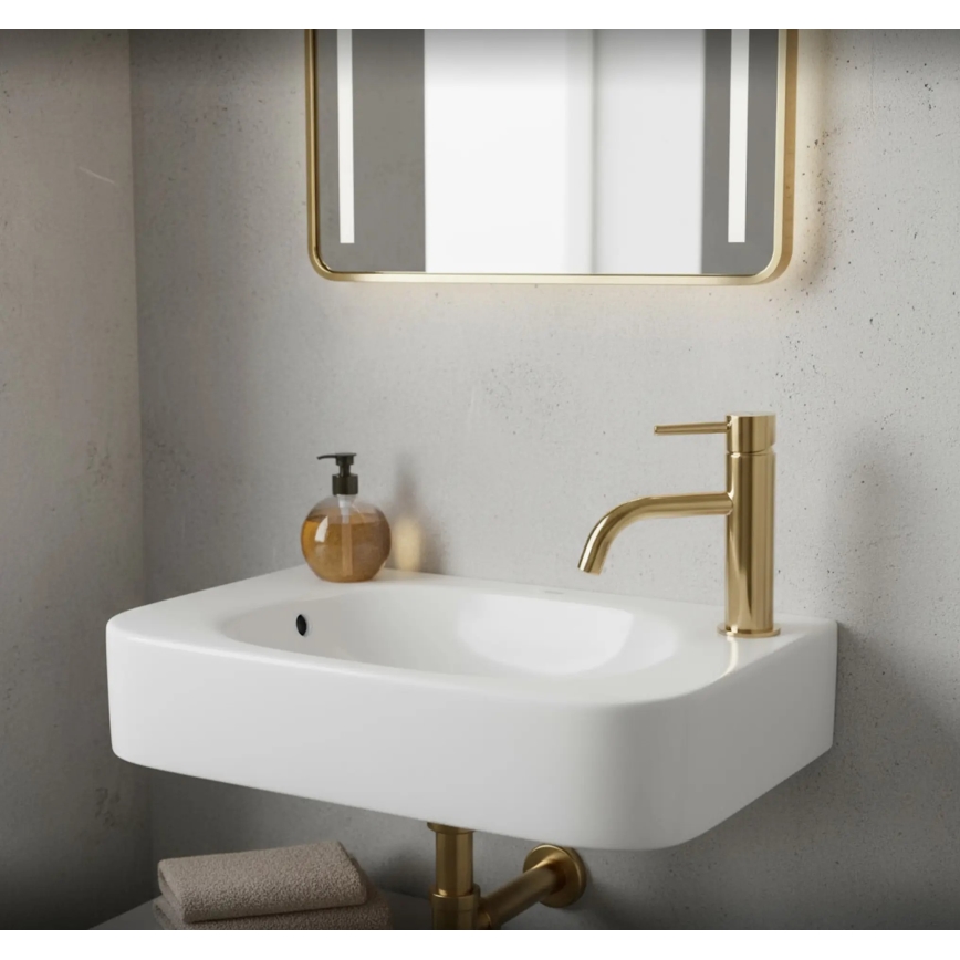 REA-U3610 - Tvättställ för bänkskiva/väggmonterat ODETTA 25x51 cm keramik/blank vit