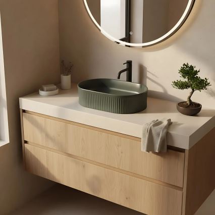 REA-U3611 - Tvättställ för bänkskiva VANDA 31x49 cm keramik/mörkgrön
