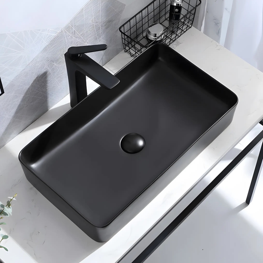 REA-U3690 - Tvättställ för bänkskiva DENIS 35×61 cm keramik/matt svart