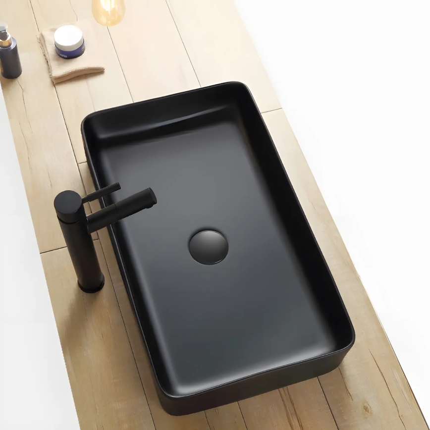 REA-U3690 - Tvättställ för bänkskiva DENIS 35×61 cm keramik/matt svart
