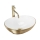 REA-U3697 - Ovanpåliggande tvättställ SOFIA 34,5x41 cm keramik/vit/borstad guld