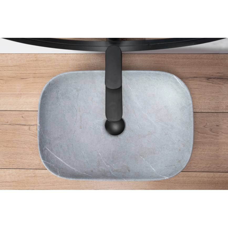 REA-U3801 - Handfat för bänkskiva LIVIA 33,5x46,5 cm keramik/grå/stenimitation