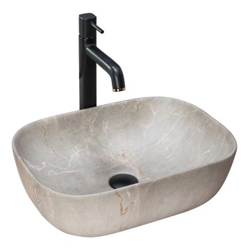 REA-U3802 - Handfat för bänkskiva LIVIA 33,5x46,5 cm keramik/grå/marmordekor