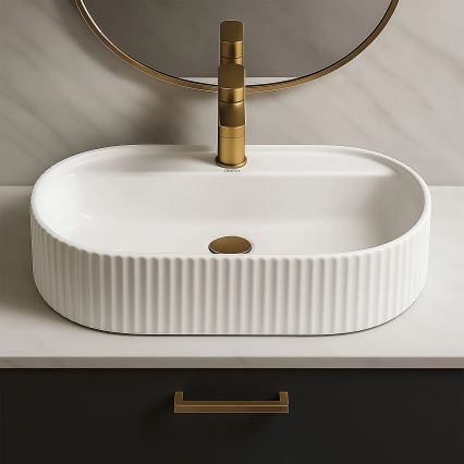 REA-U4002 - Tvättställ för bänkskiva MARCELA 37x60 cm keramik/blank vit