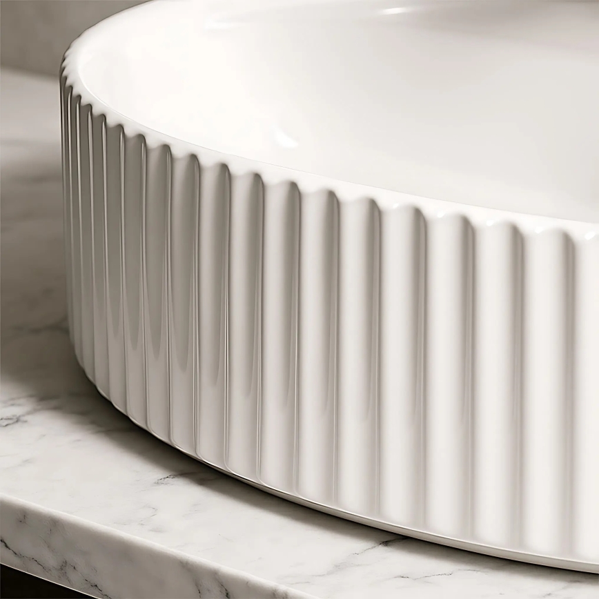 REA-U4002 - Tvättställ för bänkskiva MARCELA 37x60 cm keramik/blank vit