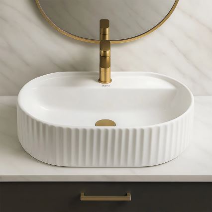REA-U4003 - Tvättställ för bänkskiva MARCELA 35,5 x 50 cm keramik/blank vit