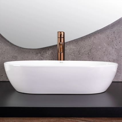 REA-U4331 - Tvättställ för bänkskiva AMELIA 32,5 x 52 cm keramik/glänsande vit
