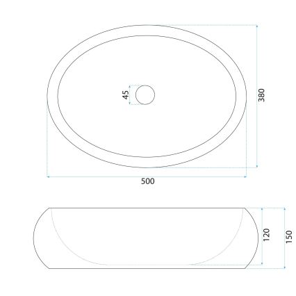 REA-U4332 - Tvättställ för bänkskiva MIKA 38x50 cm beige/grå/stenimitation