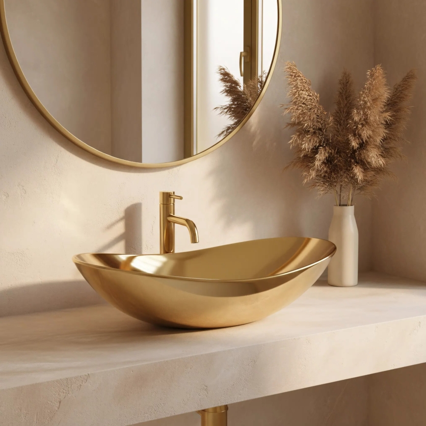REA-U4545 - Tvättställ för bänkskiva ROYAL 36x60,5 cm keramik/guld