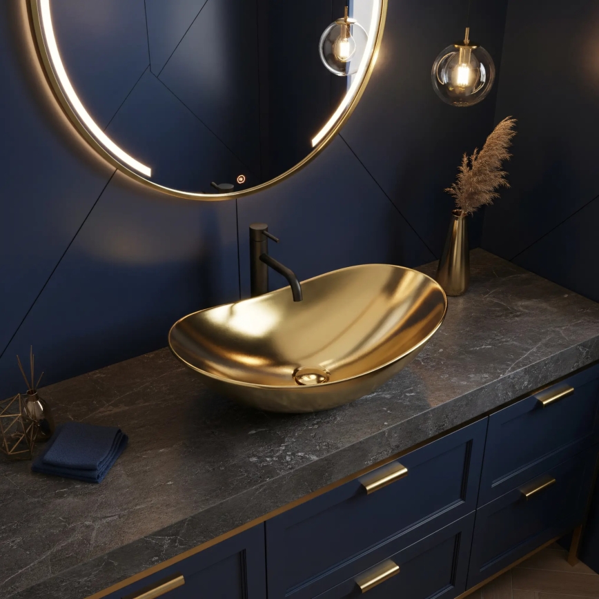 REA-U4545 - Tvättställ för bänkskiva ROYAL 36x60,5 cm keramik/guld