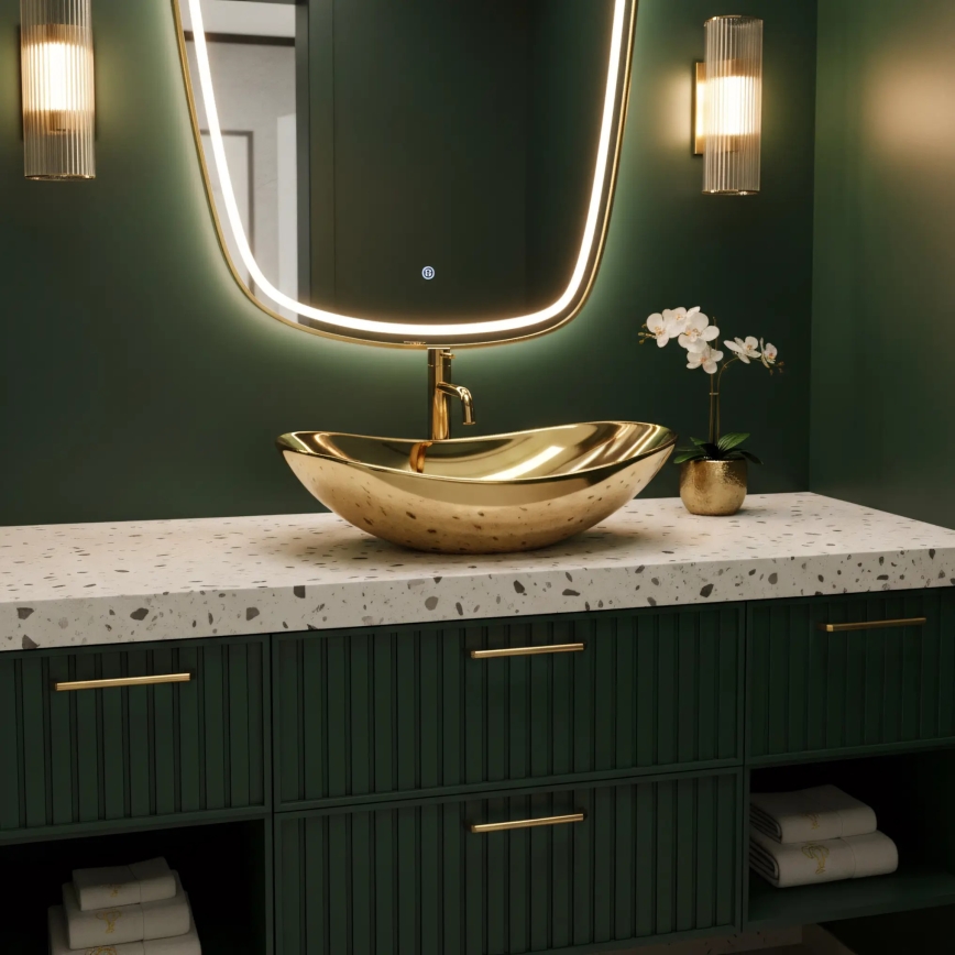 REA-U4545 - Tvättställ för bänkskiva ROYAL 36x60,5 cm keramik/guld
