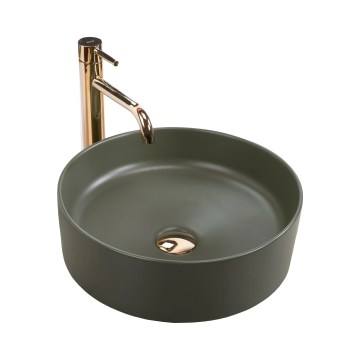 REA-U4567 - Tvättställ för bänkskiva SAMI Ø 37 cm keramik/mattgrön
