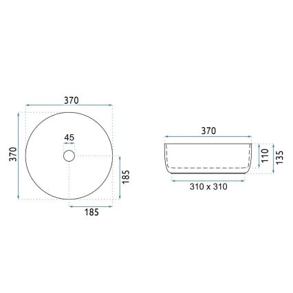 REA-U4567 - Tvättställ för bänkskiva SAMI Ø 37 cm keramik/mattgrön