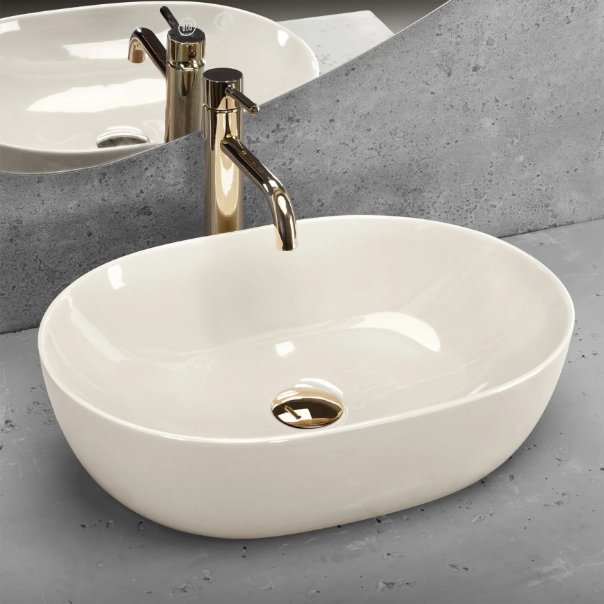 REA-U4591 - Tvättställ för bänkskiva LISA 35x49 cm keramik/blank krämfärgad