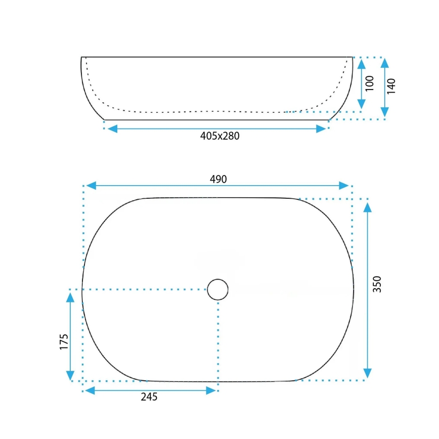 REA-U4591 - Tvättställ för bänkskiva LISA 35x49 cm keramik/blank krämfärgad