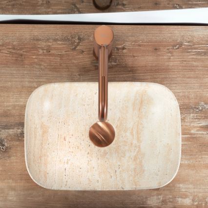 REA-U4700 - Handfat för bänkskiva BELINDA 25x36 cm keramik/beige/stenimitation