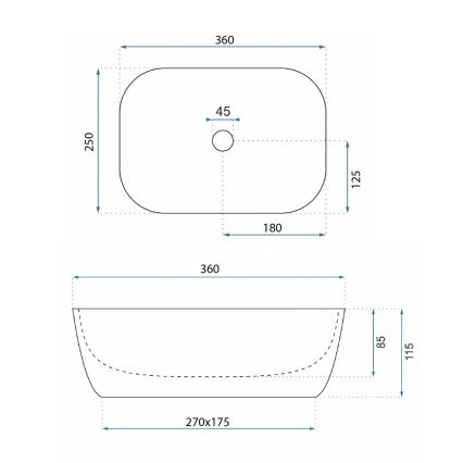 REA-U4700 - Handfat för bänkskiva BELINDA 25x36 cm keramik/beige/stenimitation