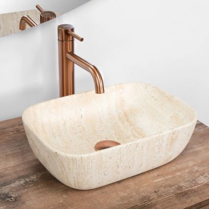 REA-U4700 - Tvättställ för bänkskiva BELINDA MINI  25x36 cm keramik/beige/stenimitation
