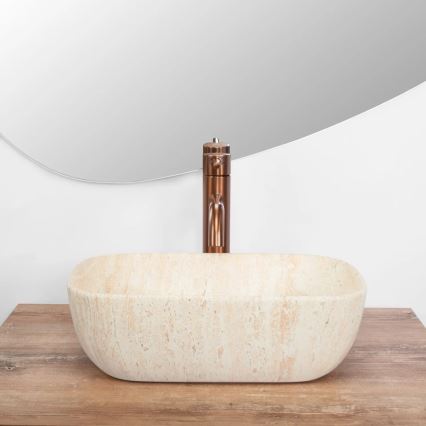 REA-U4700 - Tvättställ för bänkskiva BELINDA MINI  25x36 cm keramik/beige/stenimitation