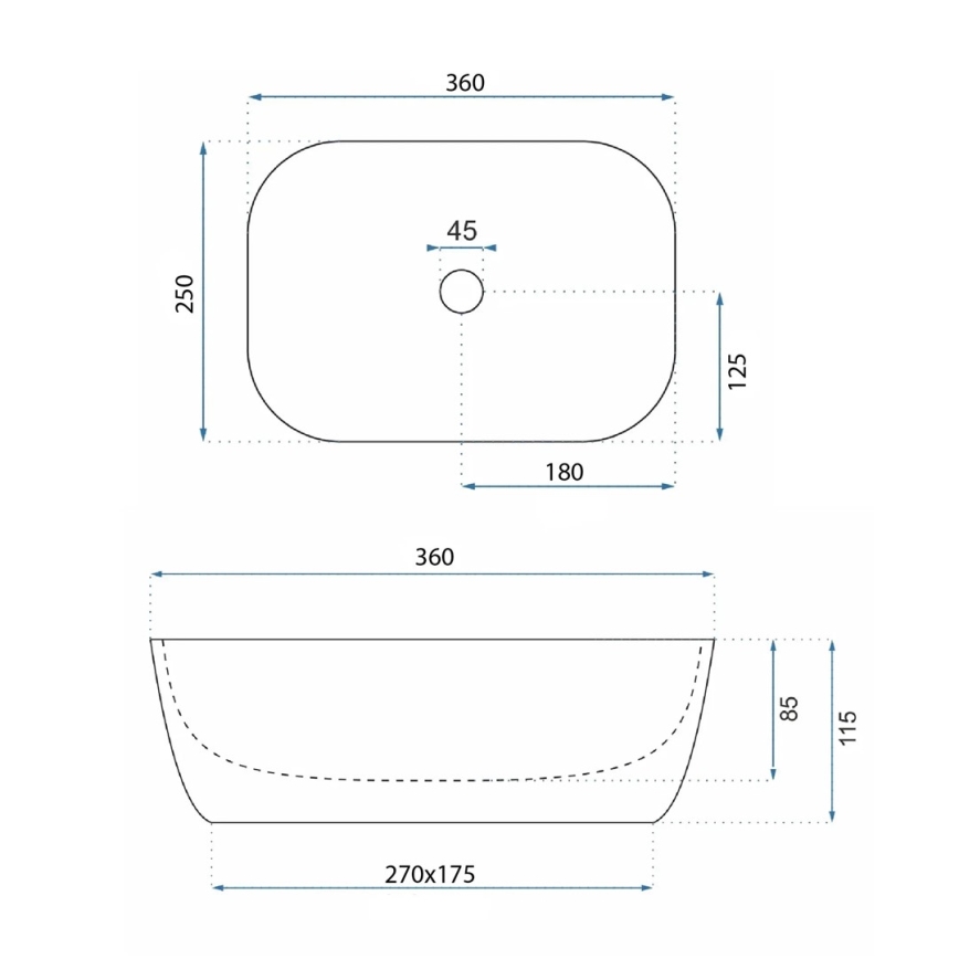 REA-U4700 - Tvättställ för bänkskiva BELINDA MINI  25x36 cm keramik/beige/stenimitation