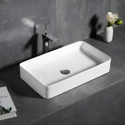 REA-U4800 - Tvättställ för bänkskiva DENIS 35x61,5 cm keramik/blank vit