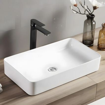 REA-U4800 - Tvättställ för bänkskiva DENIS 35x61,5 cm keramik/blank vit