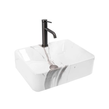 REA-U5052 - Tvättställ för bänkskiva KELLY 38x49 cm keramik/vit/marmordekor