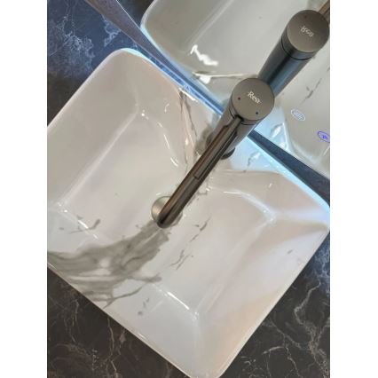 REA-U5052 - Tvättställ för bänkskiva KELLY 38x49 cm keramik/vit/marmordekor