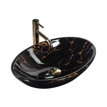 REA-U5067 - Tvättställ för bänkskiva PAMELA 33x53 cm keramik/svart/stensimitation