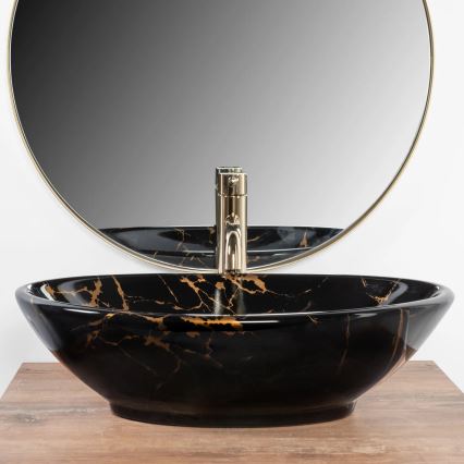 REA-U5067 - Tvättställ för bänkskiva PAMELA 33x53 cm keramik/svart/stensimitation