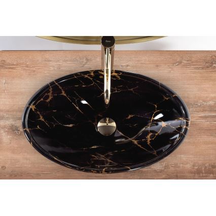 REA-U5067 - Tvättställ för bänkskiva PAMELA 33x53 cm keramik/svart/stensimitation