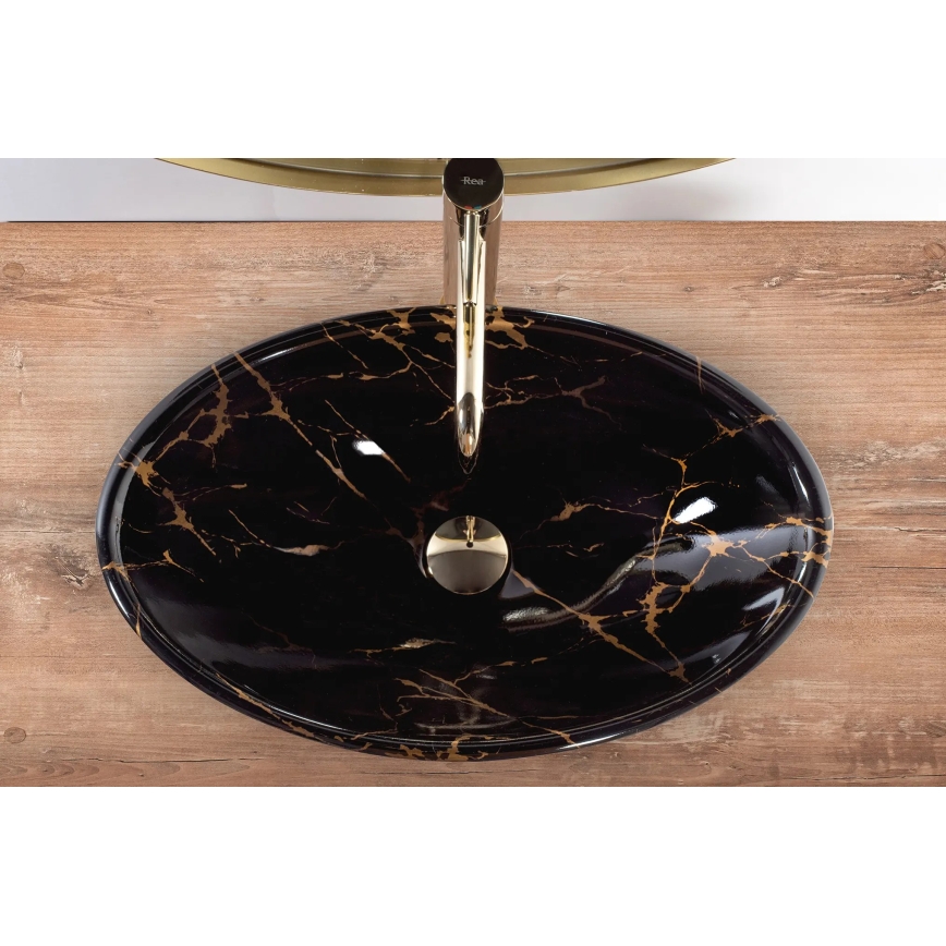 REA-U5067 - Tvättställ för bänkskiva PAMELA 33x53 cm keramik/svart/stensimitation