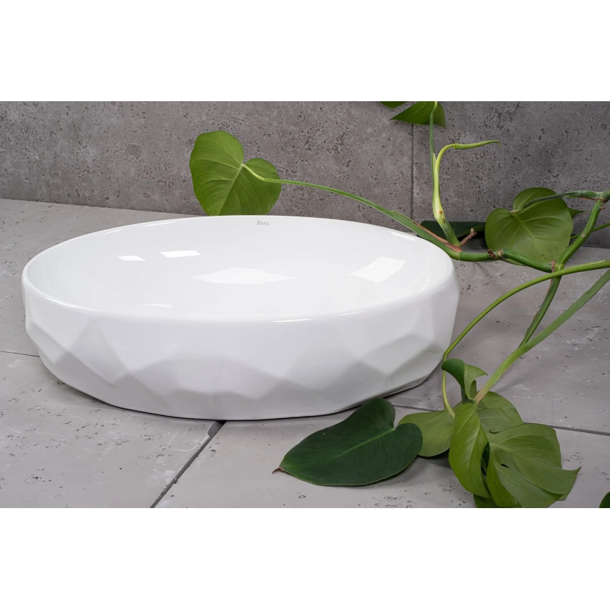 REA-U5660 - Tvättställ för bänkskiva MAYA 39x60 cm keramik/glansvit