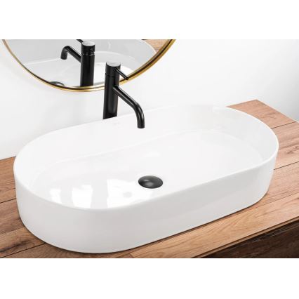 REA-U5801 - Tvättställ för bänkskiva NADIA 38,5x71 cm keramik/blank vit