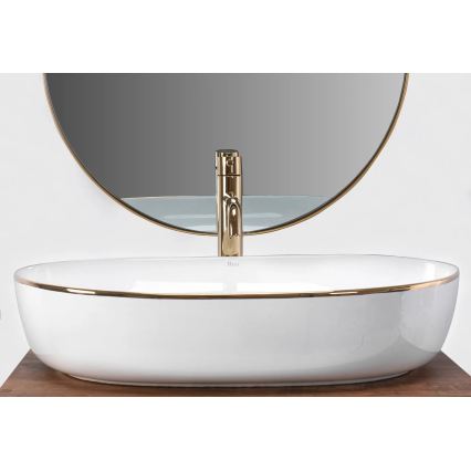 REA-U6211 - Tvättställ för bänkskiva CLEO 41x60,5 cm keramik/vit/guld