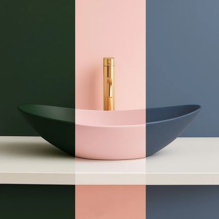 REA-U6372 - Tvättställ för bänkskiva ROYAL 35,5x61,5 cm keramik/olivgrön