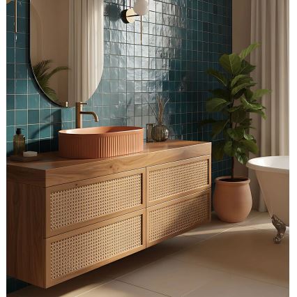 REA-U6377 - Tvättställ för bänkskiva VANDA 31x49 cm keramik/orange