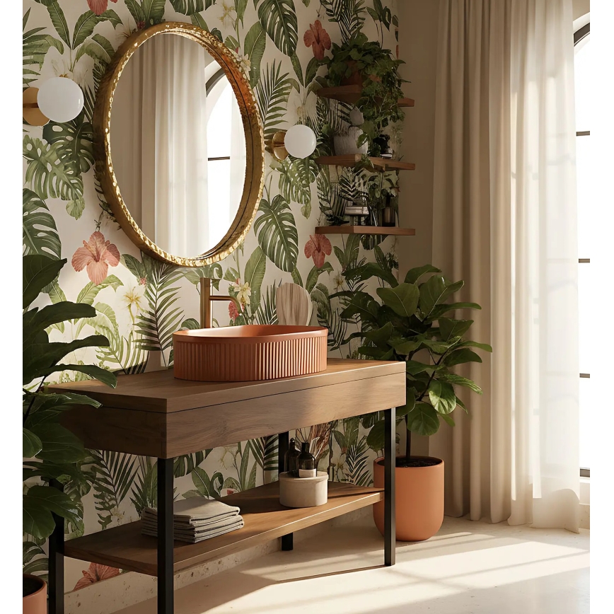 REA-U6377 - Tvättställ för bänkskiva VANDA 31x49 cm keramik/orange