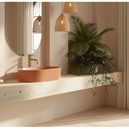 REA-U6377 - Tvättställ för bänkskiva VANDA 31x49 cm keramik/orange