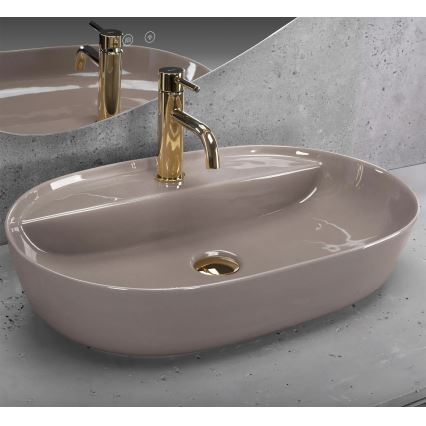 REA-U6381 - Ovanpåliggande tvättställ AURA 41x61 cm, keramik, blank brun