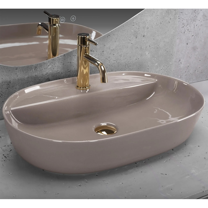 REA-U6381 - Ovanpåliggande tvättställ AURA 41x61 cm, keramik, blank brun