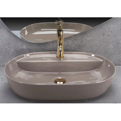 REA-U6381 - Ovanpåliggande tvättställ AURA 41x61 cm, keramik, blank brun