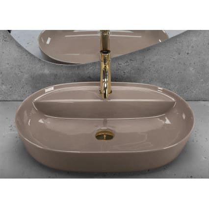 REA-U6381 - Ovanpåliggande tvättställ AURA 41x61 cm, keramik, blank brun