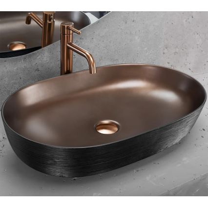 REA-U6383 - Tvättställ för bänkskiva CLEO 41x60,5 cm keramik/svart/borstad koppar
