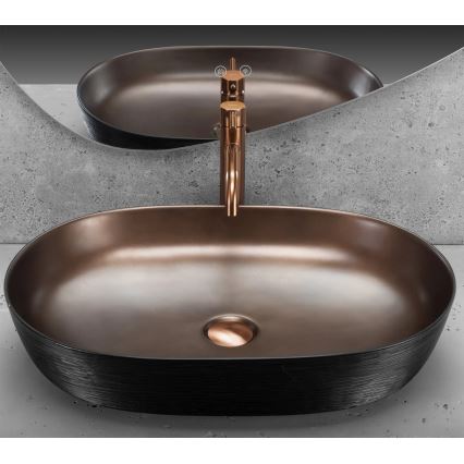 REA-U6383 - Tvättställ för bänkskiva CLEO 41x60,5 cm keramik/svart/borstad koppar